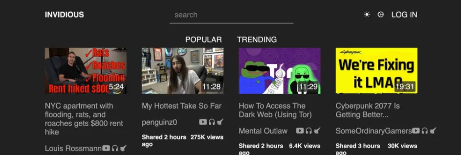 油管Youtube开源免翻 镜像网站 INVIDIOUS-青争开放社区