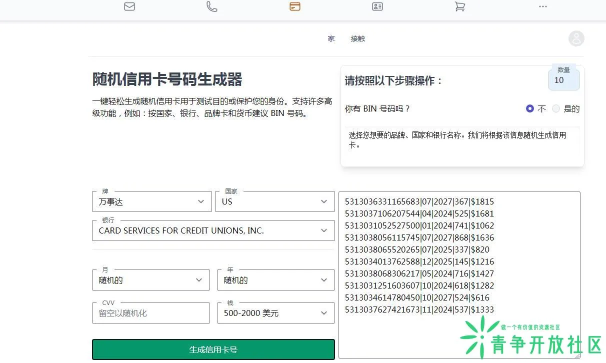 各种虚拟信息生成网站 支持虚拟信用卡、用户名 谷歌临时邮箱-青争开放社区